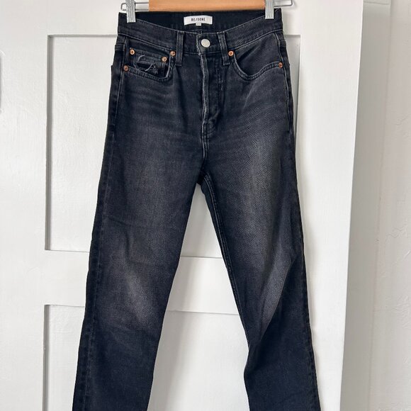 Re/Done Comfort Stretch High Rise Ankle Crop Faded Coal, Size: 24 - Picture 2 of 4